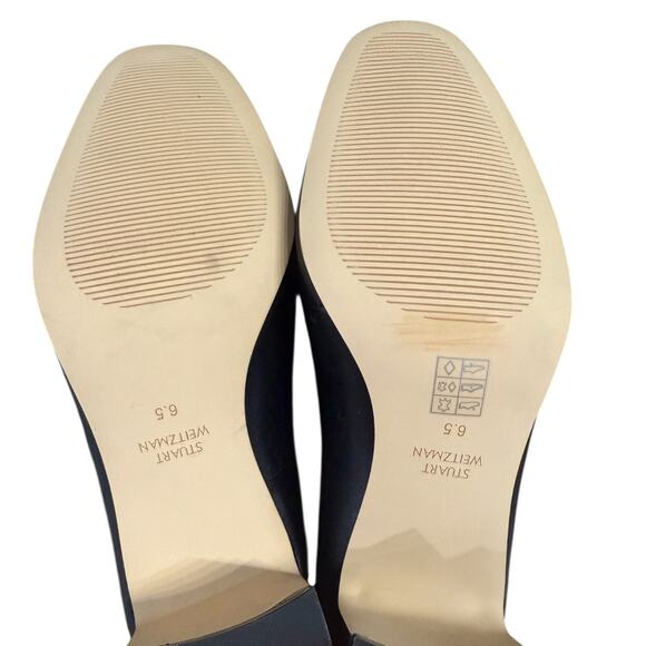 NEW- NWOT Stuart Weitzman Black Leather Loafer Heels Size 6.5B - Picture 7 of 9